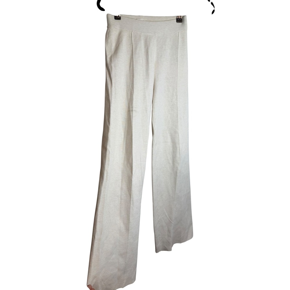 Wilfred Free Aritzia Cream Knit Wide Leg Pants High Waisted 2XS